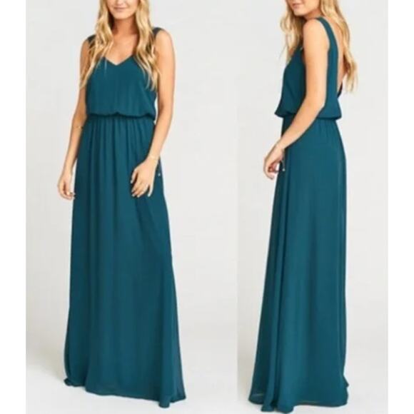 NWT Show Me Your Mumu Kendall Maxi Dress in Deep Jade Chiffon - Picture 5 of 6